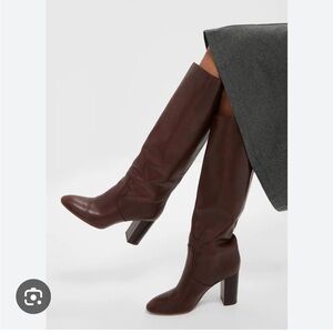 Loeffler Randall goldy espresso leather tall boots knee high size 8.5